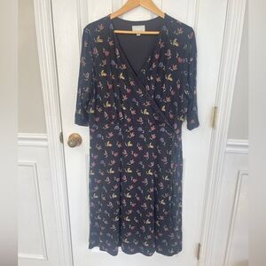 Ryllace Floral Size 2x Fall Colorful Black BOHO Womens Wrap Plus Dress